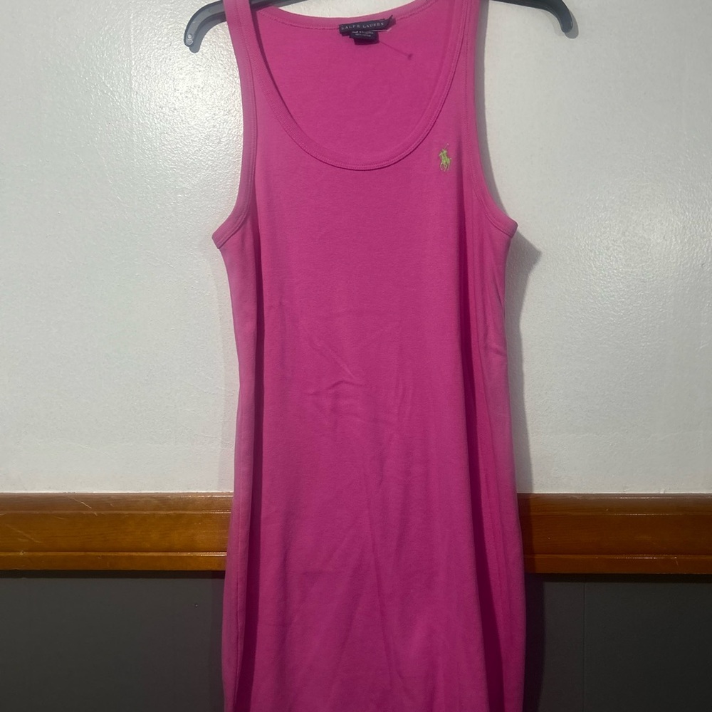 Ralph Lauren Pink Sleeveless Tank Dress with Pony Logo